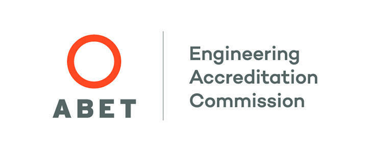 ABET logo with a orange, hollow circle